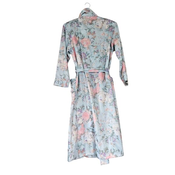 Vtg Miss Elaine Floral Robe Womens L Pastel Belted Fleece Lined Pockets Cottage - Picture 9 of 9